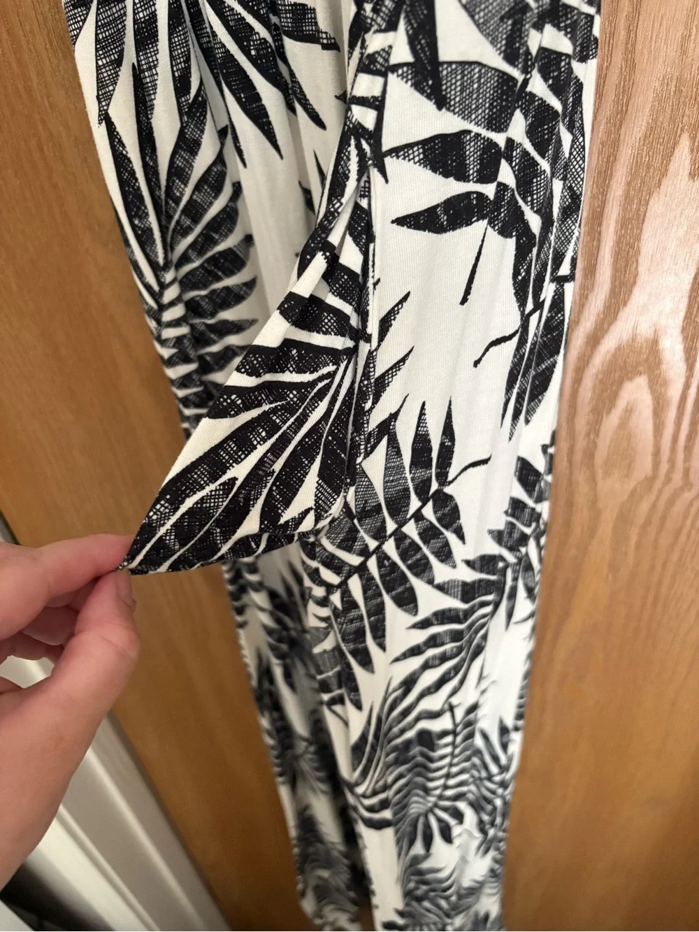 C&C California Black & White Palm-Print Maxi Dress